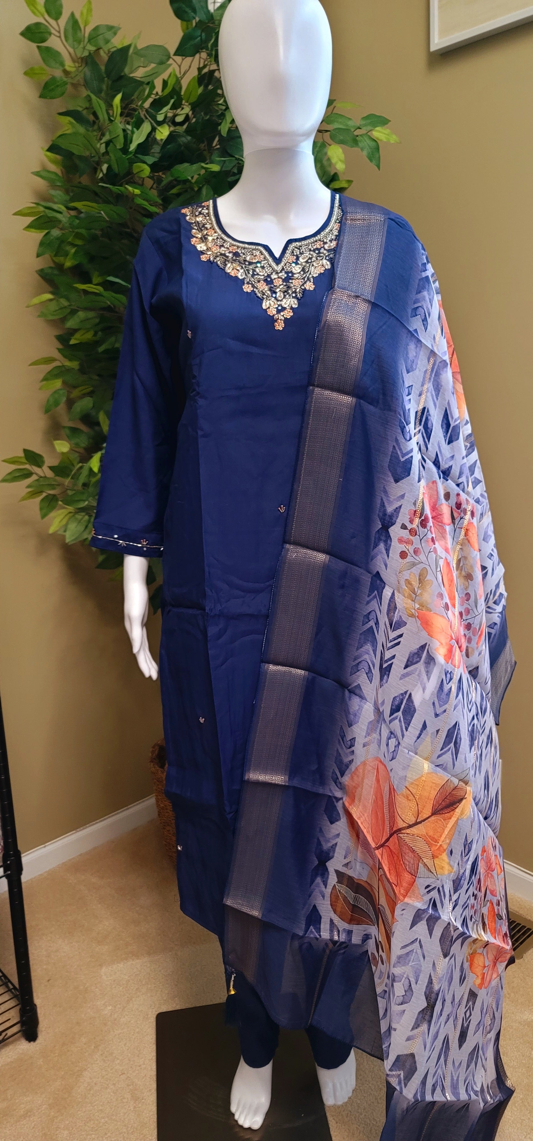 Premium Roman Silk Set - Bhargavi Collections USA