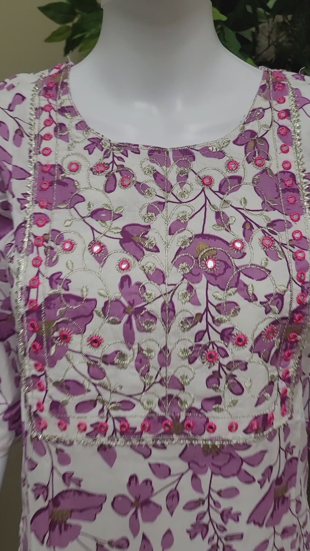 Cotton Kurti Dress - White and Purple - video