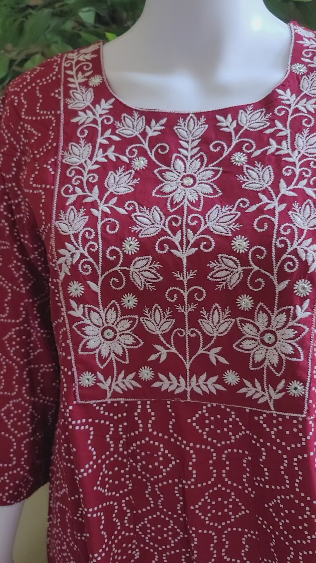 Rayon Long kurti in maroon - video