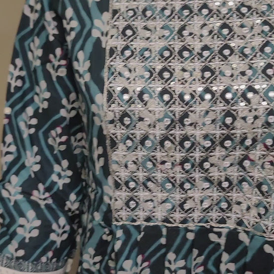 Premium Rayon Cotton 3 piece set in blue with beautiful embroidery - video