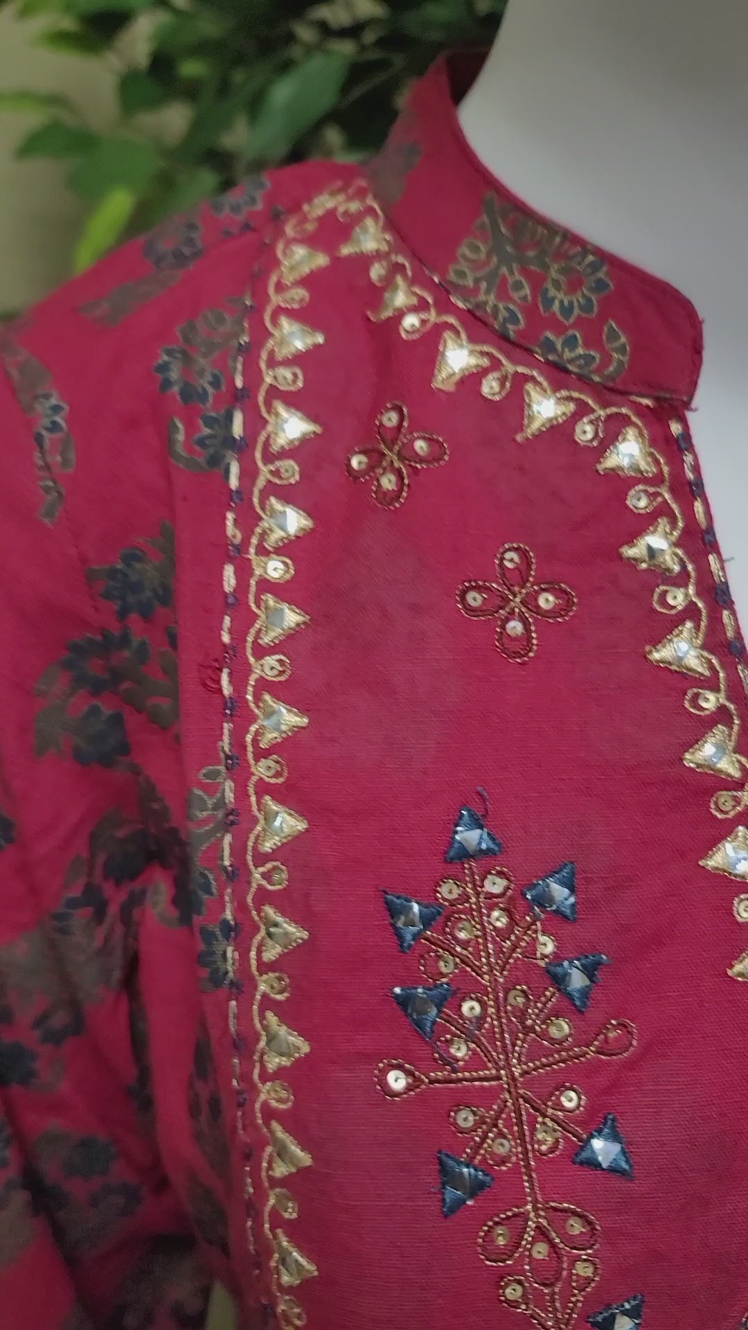 Red cotton long frock - video