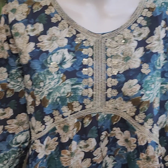 Rayon Cotton floral frock Blue - video