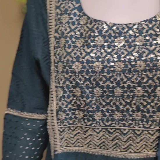 Nyracut - Cotton schiffli work - peacock blue - video