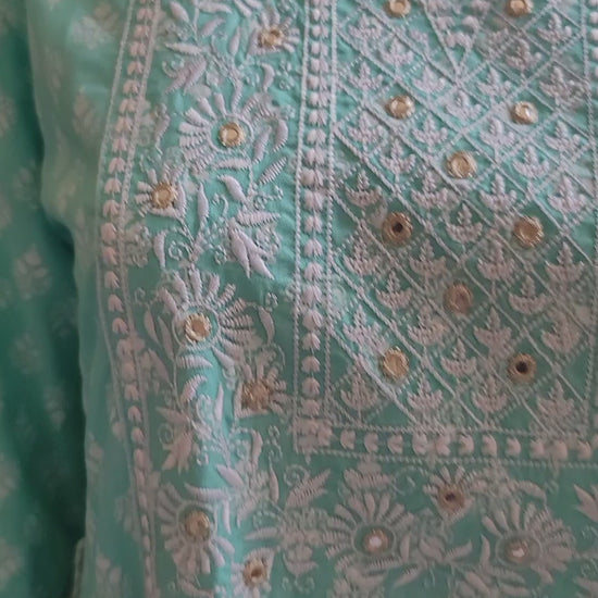 Rayon Long kurti in turquoise blue -video