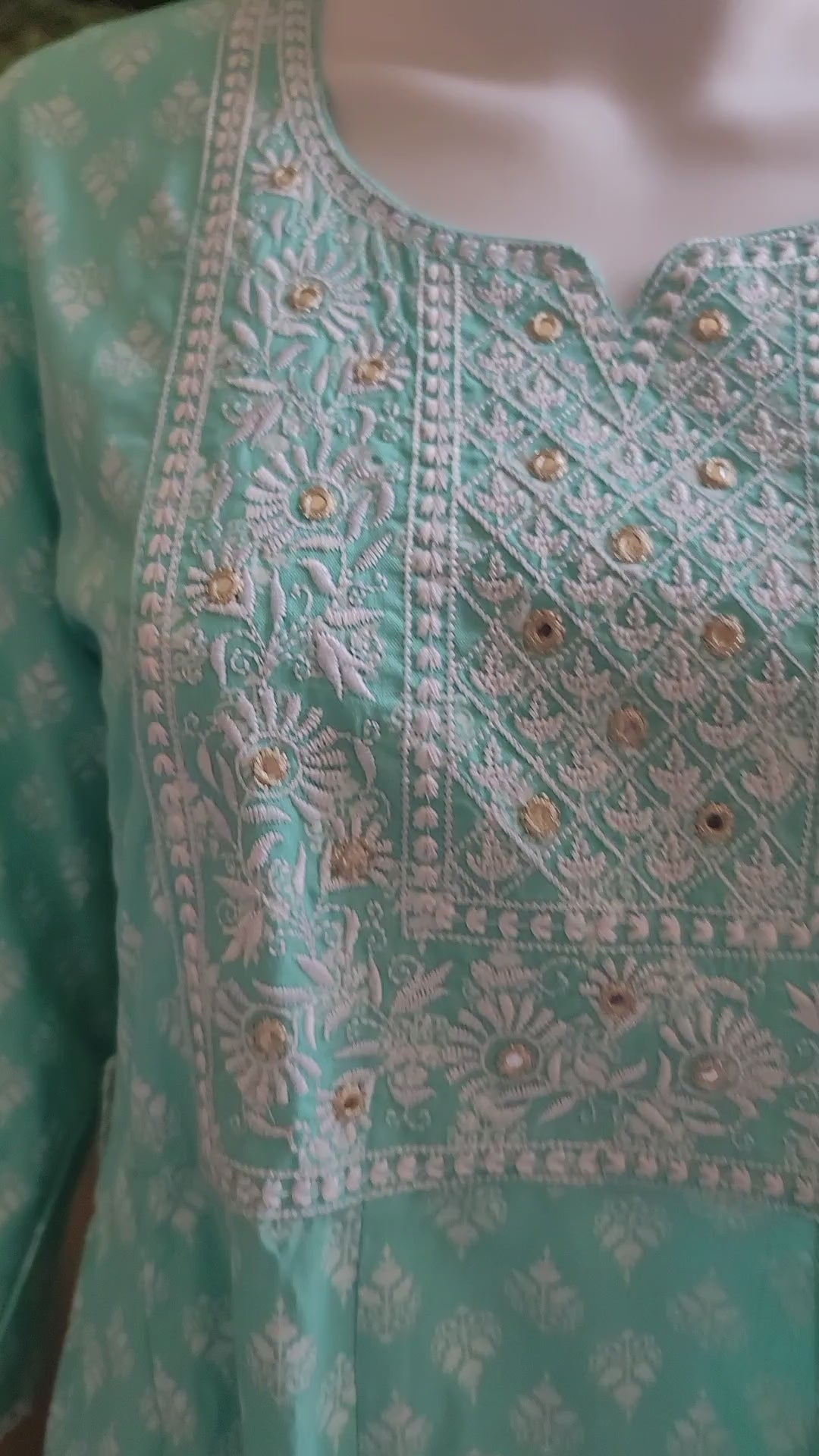 Rayon Long kurti in turquoise blue -video